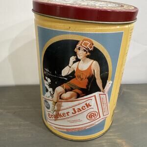 VINTAGE KITCHEN 1991 8" HIGH CRACKER JACK POPCORN TIN CAN *EMPTY*